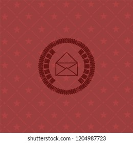 envelope icon inside red emblem. Vintage.