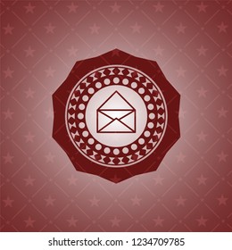 envelope icon inside red emblem. Retro