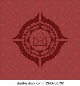 envelope icon inside red emblem. Vintage.