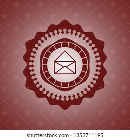 envelope icon inside red emblem. Vintage.
