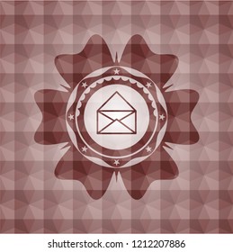 envelope icon inside red polygonal badge. Seamless.