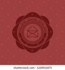 envelope icon inside retro style red emblem