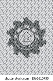 envelope icon inside shiny silver emblem. Scales pattern. Vector Illustration. Detailed.