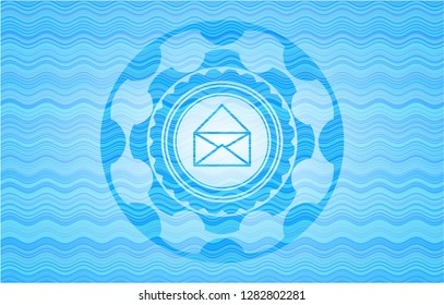 envelope icon inside sky blue water badge.
