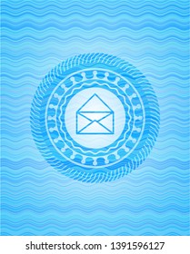 envelope icon inside sky blue water badge.