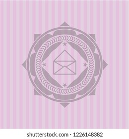 envelope icon inside vintage pink emblem