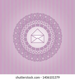 envelope icon inside vintage pink emblem