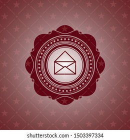 envelope icon inside vintage red emblem