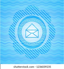envelope icon inside water wave concept emblem background.