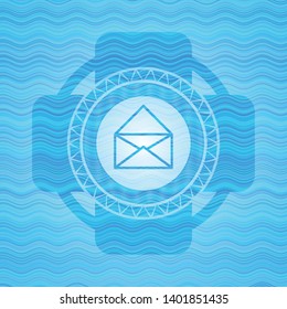 envelope icon inside water wave concept emblem background.