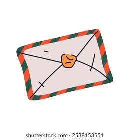 Um ícone de envelope isolado no fundo. Adesivo de vetor ou clip-art. Sinal ou símbolo de mensagem em papel. Carta vintage para Santa Claus mail. Enviar cartão postal ou convite. Correspondência e comunicação.