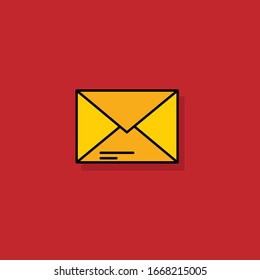 envelope icon. isolated on red background. vector illustration.