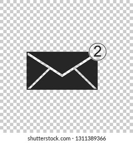 Envelope icon isolated on transparent background. Received message concept. New, email incoming message, sms. Mail delivery service. Flat design. Vector Illustration