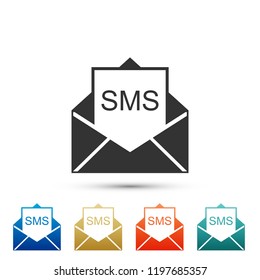 Envelope icon isolated on white background. Received message concept. New, email incoming message, sms. Mail delivery service. Set elements in colored icons. Flat design. Vector Illustration