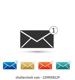 Envelope icon isolated on white background. Received message concept. New, email incoming message, sms. Mail delivery service. Set elements in colored icons. Flat design. Vector Illustration
