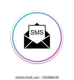 Envelope icon isolated on white background. Received message concept. New, email incoming message, sms. Mail delivery service. Circle white button. Vector Illustration