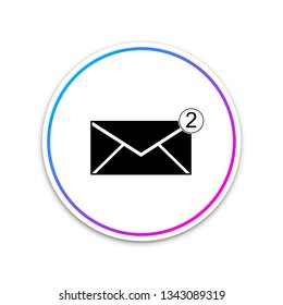 Envelope icon isolated on white background. Received message concept. New, email incoming message, sms. Mail delivery service. Circle white button. Vector Illustration