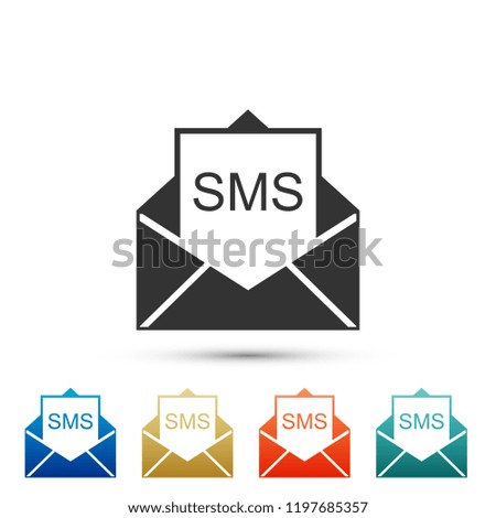 Envelope icon isolated on white background. Received message concept. New, email incoming message, sms. Mail delivery service. Set elements in colored icons. Flat design. Vector Illustration