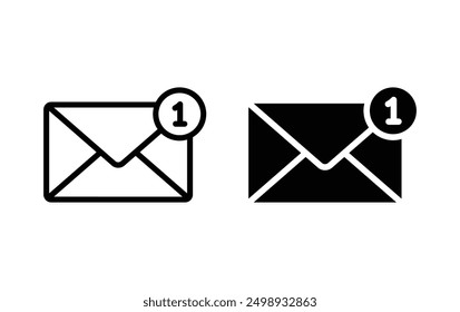Icono del sobre aislado. Icono de notificación de mensaje recibido