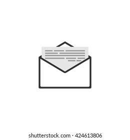 Envelope icon with letter, flat mail, element design, vector
