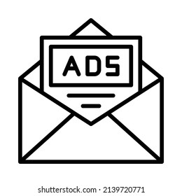 Envelope Icon. Line Art Style Design Isolated On White Background
