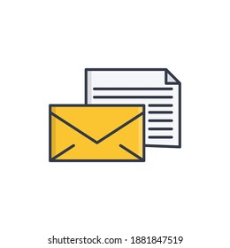 Envelope icon or logo illustration filled outline style vector, full color.