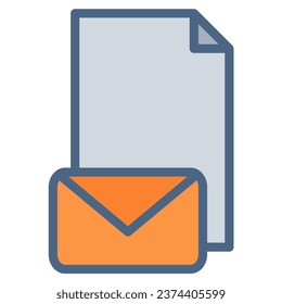 Envelope icon or logo illustration filled outline color style. Icons office color.