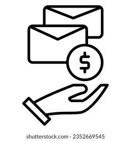 Envelope icon or logo vector illustration black color line style.