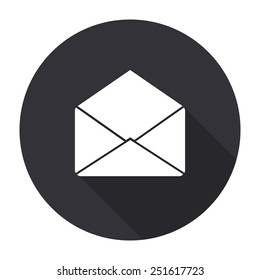 envelope icon with long shadow - vector round button