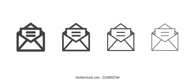 Umschlagsymbol, E-Mail-Symbol, E-Mail-Nachrichtensymbol gefüllt, dünne Linie, Umriss- und Strichstil für Apps und Websites	
