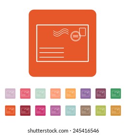 The envelope icon. Mail symbol. Flat Vector illustration. Button Set