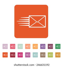The envelope icon. Mail symbol. Flat Vector illustration. Button Set