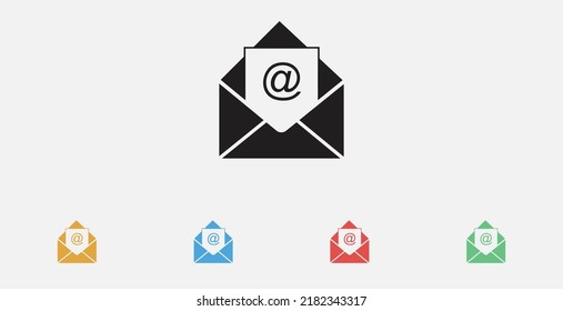 Icono sobre. Icono de correo. Icono de ilustración del vector. Icono para mensajes. Conjunto de coloridos iconos de diseño plano