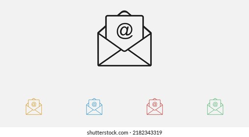 Envelope icon. Mail icon. Vector illustration icon. Icon for messages. Set of colorful flat design icons