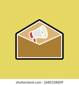 ícone de envelope com megafone, ícone de marketing, estilo simples plana, ilustração vetorial, símbolo, pictograma de modelo de logotipo de design, para ui ou ux para aplicativo móvel, editável