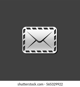 Envelope icon in metallic grey color style. Mail email message communication