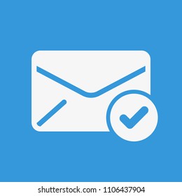 Envelope icon, multimedia icon with check sign. Envelope icon and approved, confirm, done, tick, completed symbol. Vector illustration