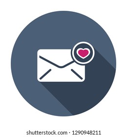 Envelope icon, multimedia icon with heart sign. Envelope icon and favorite, like, love, care symbol. Vector illustration