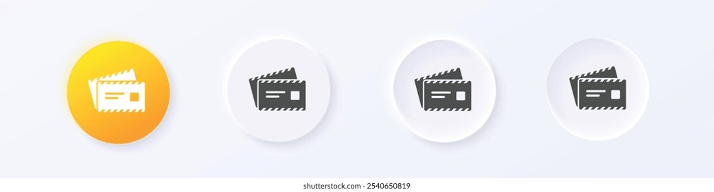 Envelope icon. Neumorphism round style button design vector