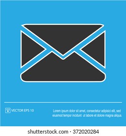 Envelope icon on blue background. Mail symbol. Vector illustration EPS 10.