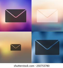 envelope icon on blurred background