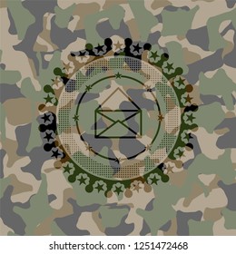 envelope icon on camouflage pattern