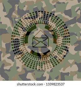 envelope icon on camouflage pattern