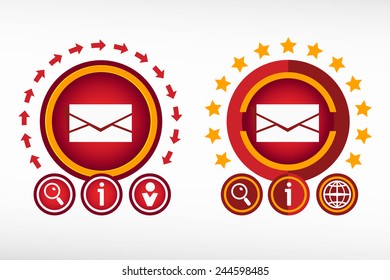 Envelope icon on creative background. Red design concept for banner, web, advertising, print.