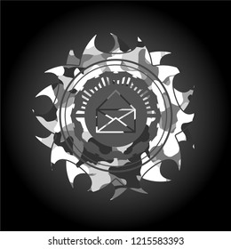 envelope icon on grey camo texture