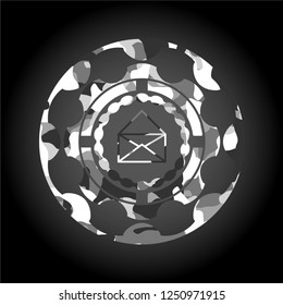 envelope icon on grey camo texture
