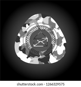 envelope icon on grey camo texture