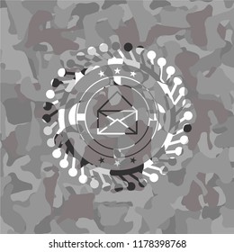 envelope icon on grey camouflaged pattern