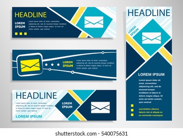 Envelope icon  on horizontal and vertical banner. Envelope symbol abstract banner, flyer design template. 