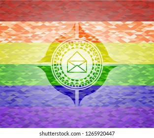 envelope icon on mosaic background with the colors of the LGBT flag